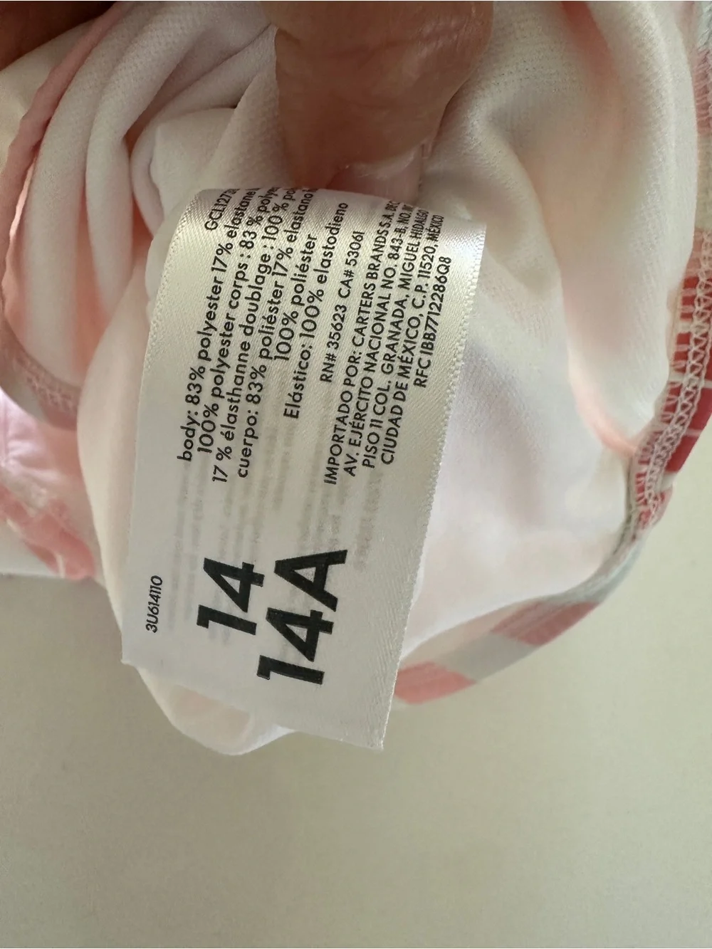 Carters Kids Pink Stripe Shell Print One-Piece Swimsuit